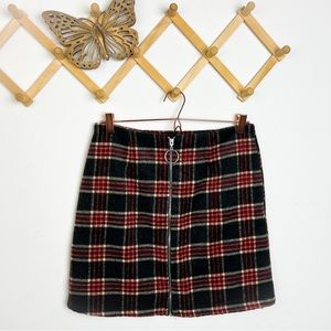 plaid zip up cozy mini skirt